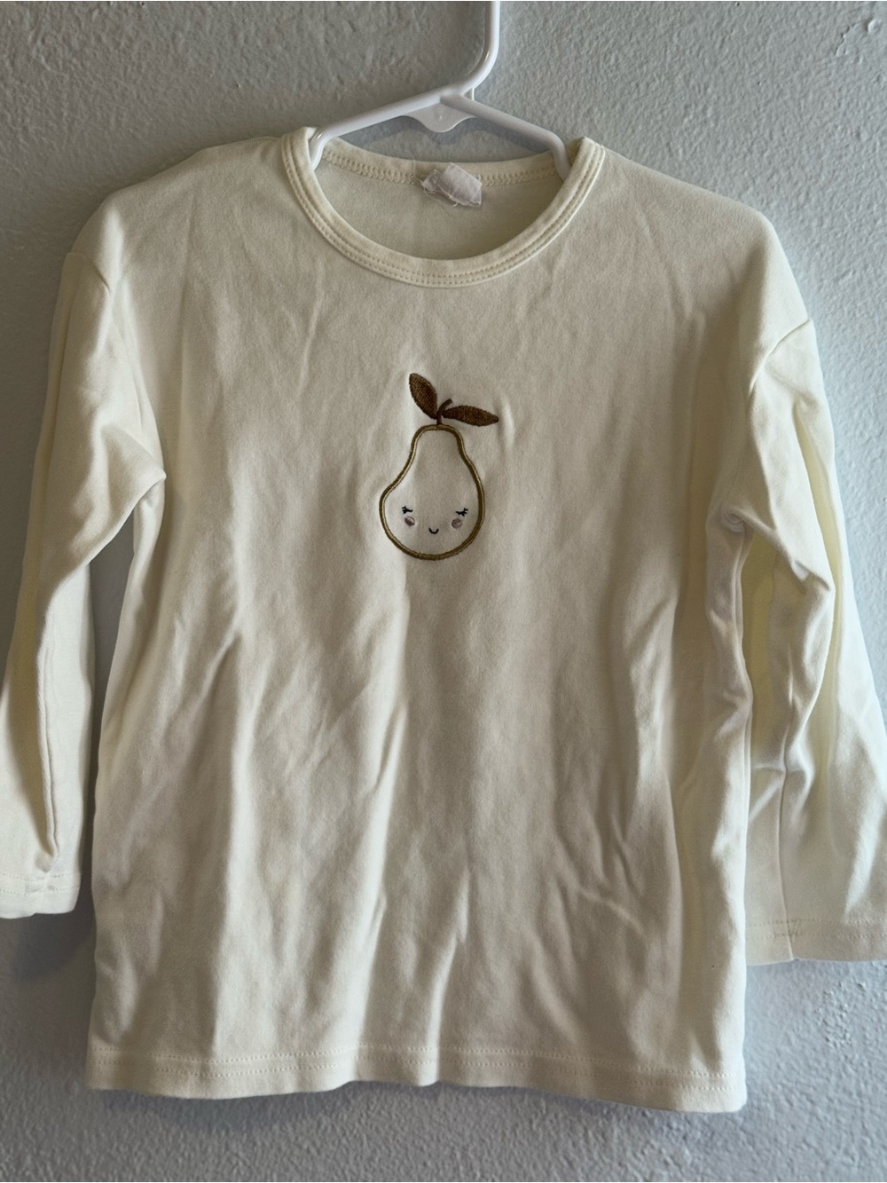 Jamie Kay Cream Long-Sleeve Top with Embroidered Pear